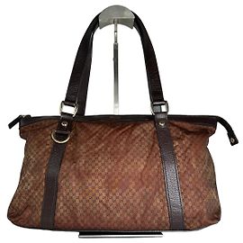 Borsa a spalla vintage Gucci GG in tela marrone