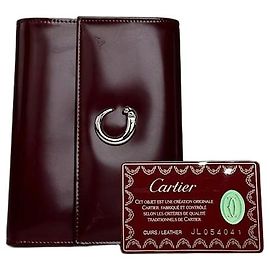 Carteira bifold de couro Panthère vintage da Cartier bordô