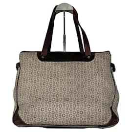 Borsa tote in tela rivestita Celine Macadam C Monogram vintage beige bordeaux - Céline