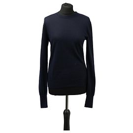 Autre Marque CELINE Strickbluse Rundhalsausschnitt Marineblau Seide Kaschmir Wolle