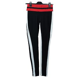 Autre Marque Leggings VAARA negros con cintura a rayas y rayas laterales blancas