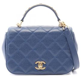 Borsa a Spalla 2 in 1 Chanel Matelassé in Pelle di Vitello Blu