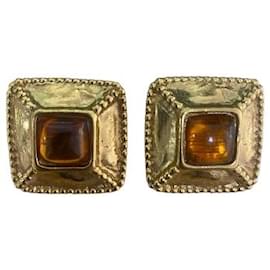 Boucles d'oreilles clip avec pierres ambre Yves Saint Laurent