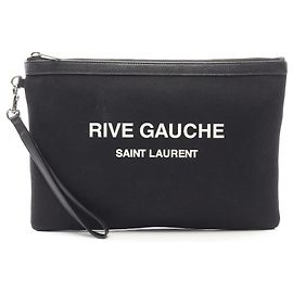 Clutch in pelle nera in tela Yves Saint Laurent