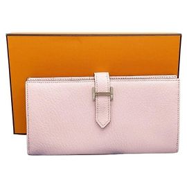Hermès Bearn Soufflé Lange Geldbörse in Rose Sakura