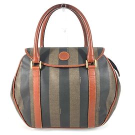 FENDI Vintage Logo Pequin Tote Tasche