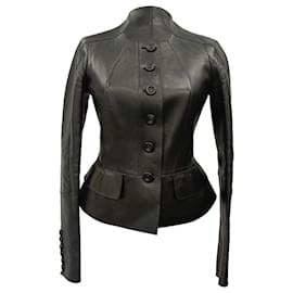 Chaqueta peplum con botones Burberry Prorsum en cuero de cordero