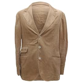 Blazer monopetto in velluto a coste marrone di Brunello Cucinelli
