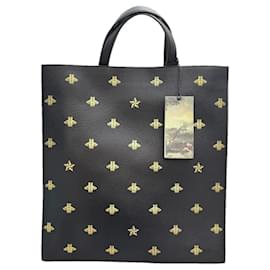 Borsa Tote Gucci Bestiary in pelle nera con motivo ape dorata