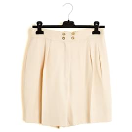 Chanel circa 1990 Short Ecru FR36 38 Ecru Lana Pantaloni Larghi UK8 10 US6 8