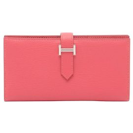 Hermès Bearn Soufflé Bi-Fold Langbörse in Pink