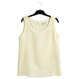 Chanel circa 1990 Top de Seda Ecru FR38 Top de Seda Ecru Blusa Sin Mangas UK10 US8