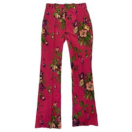 Pantalones Gucci con estampado floral rosa de lana