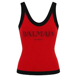 Top sin mangas Balmain negro y rojo