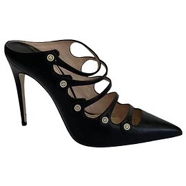 Gucci Antena Mules con Tacco in Pelle Nera
