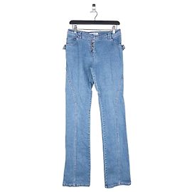 Jeans de mezclilla bondage de corte acampanado de Dior por Galliano SS03