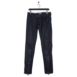 Jean Paul Gaultier Jeans Biker de Denim con Encaje y Bondage de los Años 2000