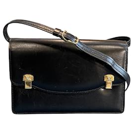 Borsa a tracolla Céline Triomphe in pelle di vitello nera lucida