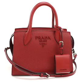 Borsa a mano in pelle Saffiano rossa Prada