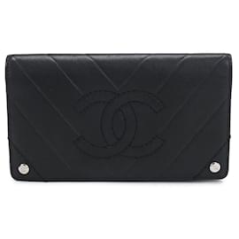 Portafoglio lungo pieghevole nero Chanel