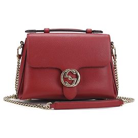 Borsa a tracolla in pelle rossa Gucci