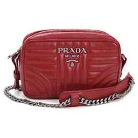 Borsa a tracolla in pelle rossa Prada