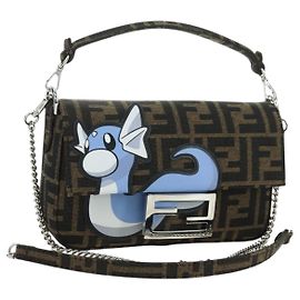 FENDI Zucca Tela Miniryu FRGMT x POKMON Mamma Baguette Nero Auth 167247SM