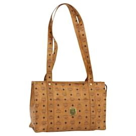 Borsa Tote Vicetos Logogram MCM in pelle PVC marrone oro Auth BA12272