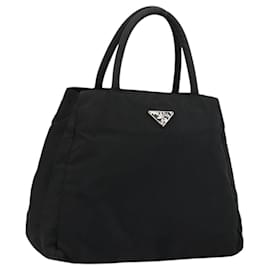 PRADA Borsa a mano in nylon nero argento Auth bs34479