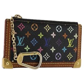 LOUIS VUITTON Monogram Multicolor Pochette Cles Purse Black M13664 Auth 176953