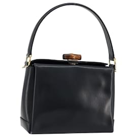 Borsa a mano in pelle Gucci Bamboo blu navy oro Auth ep14132