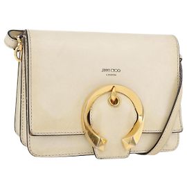 Borsa a spalla in pelle bianca e oro autentica Jimmy Choo BA12336
