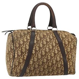 Bolso Boston de lona Trotter beige Auth Christian Dior 177161