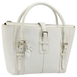 Borsa a Mano LOEWE in Pelle Bianca Argento Auth 176235