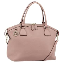 GUCCI Bolsa de Mão Interligada em Couro Outlet 2way Rosa Dourado 449651 Auth ka4075