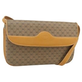 GUCCI Micro GG Supreme Schultertasche PVC Beige Gold 004 104 0024 Auth 176684