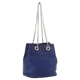 Céline Borsa a Spalla CELINE in Pelle Blu Argento Auth 177125A