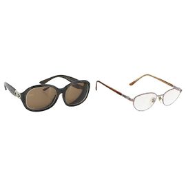 Bulgari Gafas de sol BVLGARI de plástico 2 Set Marrón Plata Auth bs34770
