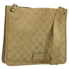 GUCCI GG Canvas Schultertasche Beige Gold 91762 Auth 176892