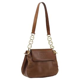 Borsa a Spalla PRADA in Pelle Marrone Oro Auth ep14232