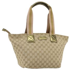 Borsa tote in tela GG Sherry Line Gucci Beige Oro 131230 Auth ep14230