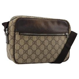 Borsa a spalla GG Supreme in PVC beige e argento di GUCCI 114291 Auth ep14124