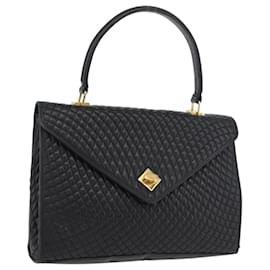 BALLY Borsa a Mano Trapuntata in Pelle Nera e Oro Auth BA12212A - Bally