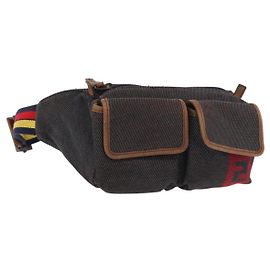 Borsa a vita FENDI in tela marrone Auth bs34529