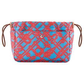 HERMÈS - Organizzatore per borsa Fourbi Hermès in seta arancione e blu