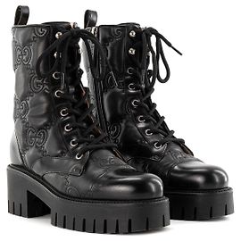 GUCCI - Botines GG Gucci de cuero negro (T37)
