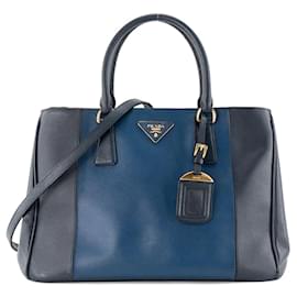 PRADA - Borsa a Spalla Galleria in Pelle Blu Grana - Prada