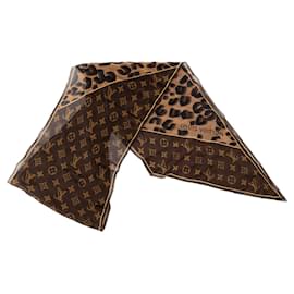 LOUIS VUITTON - Brown Silk Chiffon Leopard Scarf - Louis Vuitton