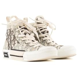 DIOR - B23 Dior Sneakers aus weißem und schwarzem schrägem Canvas (Größe 39)