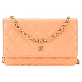 CHANEL - Borsa a tracolla Wallet on Chain Classica/Timeless Chanel in pelle liscia arancione